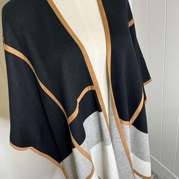 Chicos Women’s Small Medium Black Grey White Oversized Cardigan Drape Sweater - Picture 2 of 11